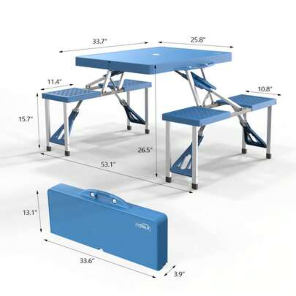 Outdoor Camping Table - 4 Ft Folding Camping Picnic Table
