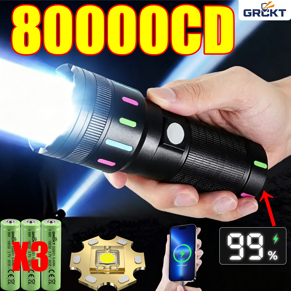 Outdoor Camping Accessories - 80000CD Most Powerful LED Flashlight High