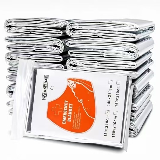 Outdoor Camping Blanket - Mylar Thermal Emergency Blanket, Silver Foil