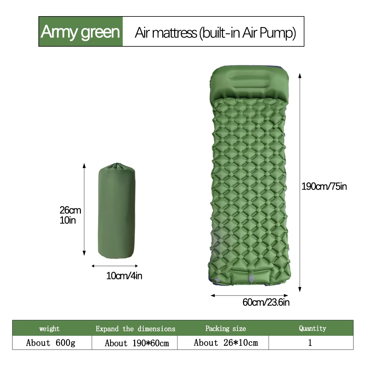 190*60cm Outdoor Camping Infla - đánh giá và giá Outdoor Camping