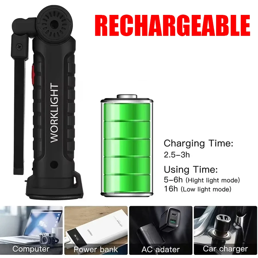 Rechargeable Magnetic Work Lig - đánh giá và giá Outdoor Camping Light Portable